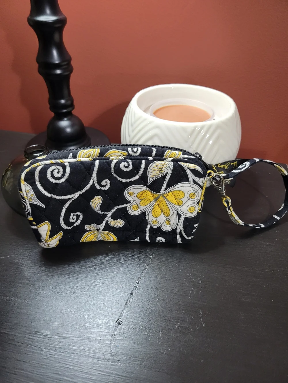 Vera Bradley Yellow Bird cosmetic, Wristlet, and Brush and pencil case trio
